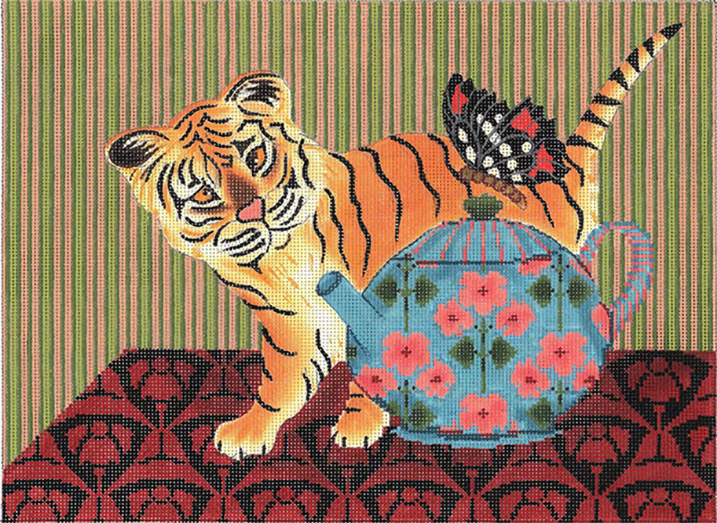 Baby Tiger and Butterfly Hand Painted Canvas from Trubey Designs