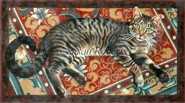 Cat on a Chinese Rug - Hand Painted Canvas from Tapestry Tent