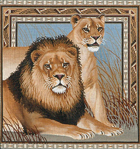 Male & Femail Lion hand painted design by Liz Goodrick-Dillon
