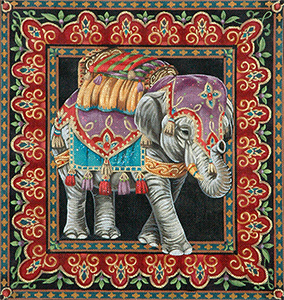 Asian Elephant hand painted design by Liz Goodrick-Dillon
