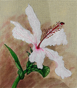 Hibiscus Hand Painted Needlepoint Canvas by Ashley Dillon