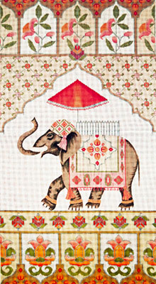 Elephant Wall Hanging - Hand-Painted Needlepoint Tapestry Canvas from Trubey Designs