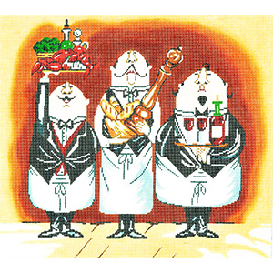 Three Waiters #1 Hand-painted Wall Hanging Canvas