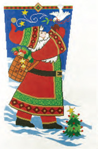 Santa With Dove Hand-painted Christmas Stocking Canvas