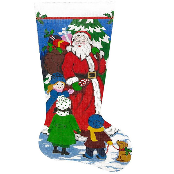 Santa's Got Candy Hand-painted Christmas Stocking Canvas