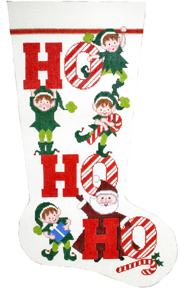 Ho Ho Ho Hand-painted Christmas Stocking Canvas