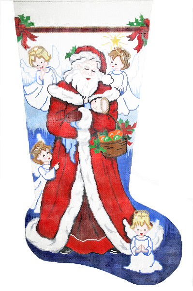 The Smallest Angel Hand-painted Christmas Stocking Canvas