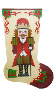 Nutcracker with Drum Hand-painted Christmas Stocking Canvas
