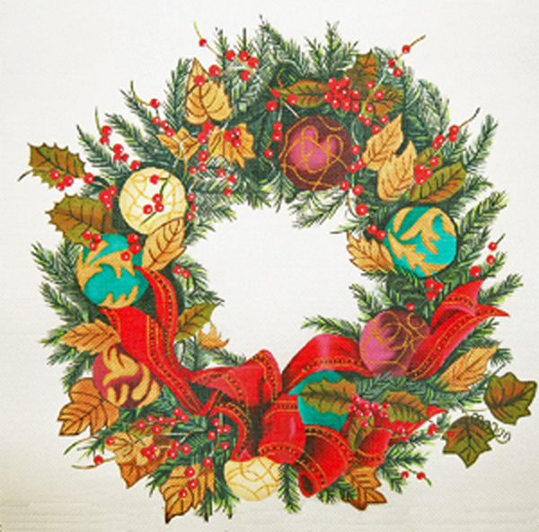 Christmas Ornament Wreath - Hand Painted Design from Trubey Designs