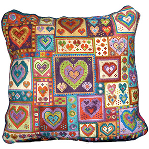 Animal Fayre Needlepoint Cushions Kit - Little Heart Patchwork