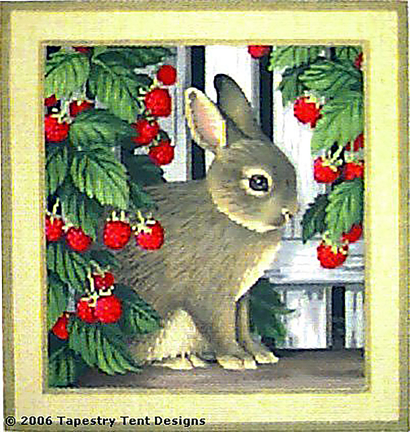 NeedlepointUS: Bunny & Raspberry Patch Needlepoint Canvas, Hand Painted ...