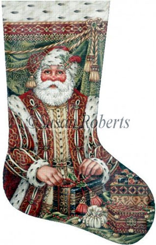 Renaissance Santa Hand Painted Needlepoint Stocking Canvas