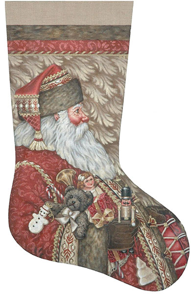 Father Christmas Hand Painted Needlepoint Stocking Canvas