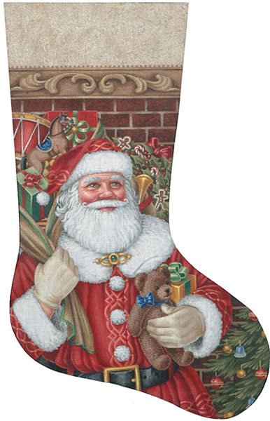 Santa Claus Hand Painted Needlepoint Stocking Canvas