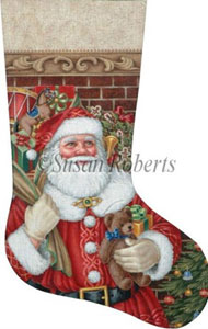 Santa Claus Hand Painted Needlepoint Stocking Canvas
