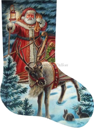Night Time Greeting Hand Painted Needlepoint Stocking Canvas