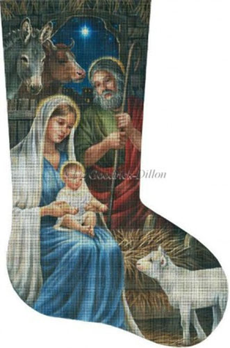 Holy Family Hand Painted Needlepoint Stocking Canvas