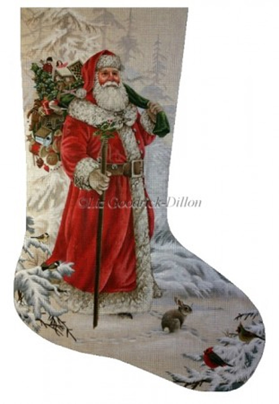 Dash Away All - Stitch Painted Needlepoint Christmas Stocking Canvas