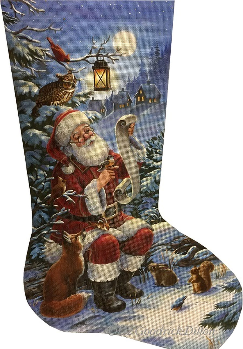 Christmas Offerings Hand Painted Needlepoint Stocking Canvas - Liz  Goodrick-Dillon with Custom Kit