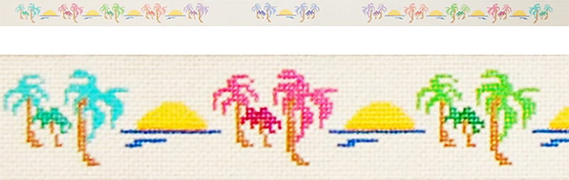 Sun and Palm Tree Needlepoint Belt Canvas