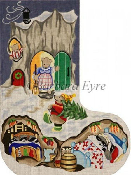 Barbara Eyre Needlepoint Designs - Hand-painted Christmas Stocking - Bear House Stocking