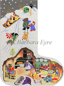 Barbara Eyre Needlepoint Designs - Hand-painted Christmas Stocking - Mouse House Stocking