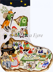 Barbara Eyre Needlepoint Designs - Hand-painted Christmas Stocking - Christmas Party Stocking