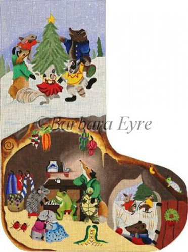 Barbara Eyre Needlepoint Designs - Hand-painted Christmas Stocking - Christmas Dance Stocking
