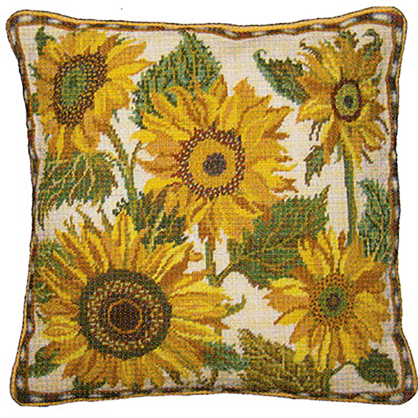 Primavera Needlepoint Cushion Kit - Cream Sunflower Dance