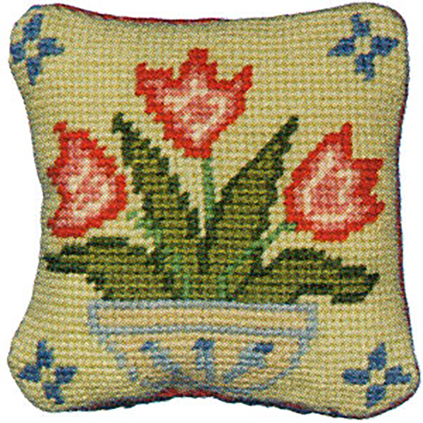 Primavera Needlepoint Pincushion Kit - Vase of Tulips