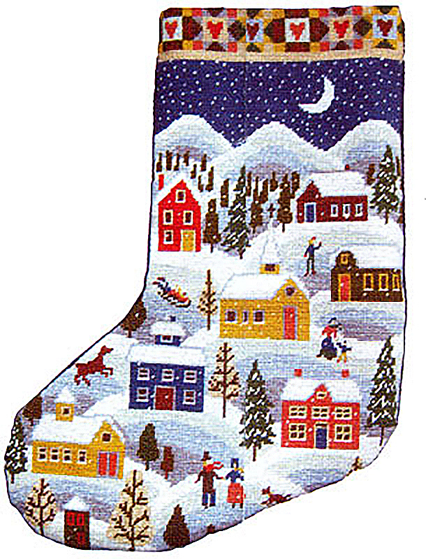 Primavera Needlepoint Christmas Stocking Kit - Shaker Winter Stocking