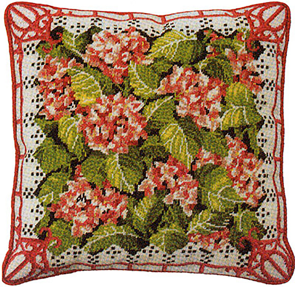 Primavera Needlepoint Cushion Kit - Pink Hydrangea