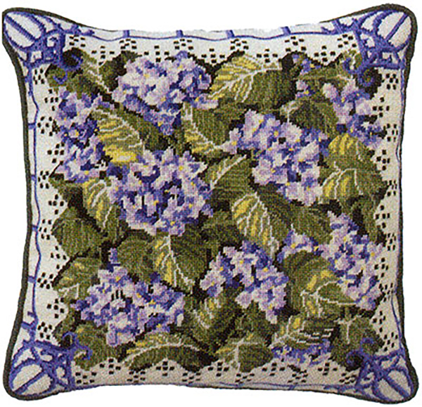 Primavera Needlepoint Cushion Kit - Blue Hydrangeas