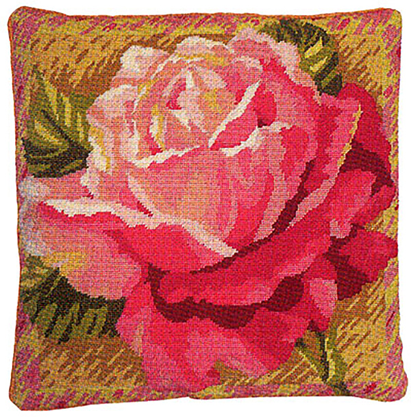 Primavera Needlepoint Cushion Kit - Single Rose