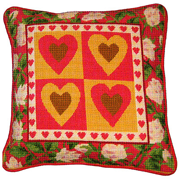 Primavera Needlepoint Cushion Kit - Hearts