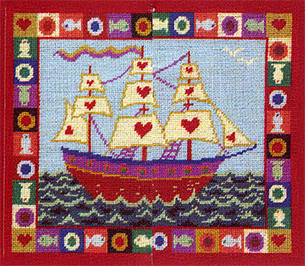 Primavera Needlepoint Picture Kit - Ship of Hearts