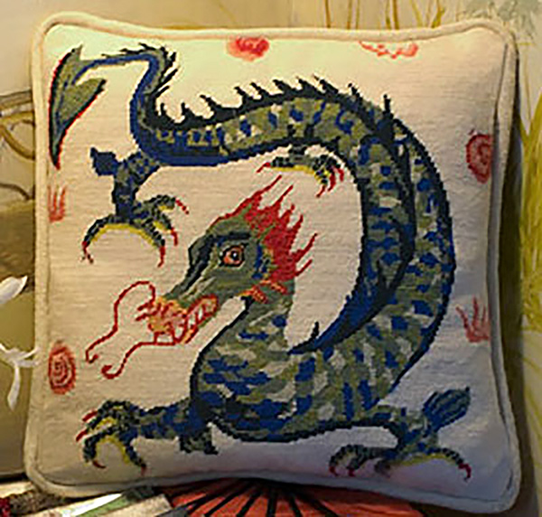 The Dragon Needlepoint Cushion Kit from The Purple Tree Collection