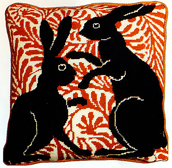 Fine Cell Work Needlepoint - Black Boxing Hares