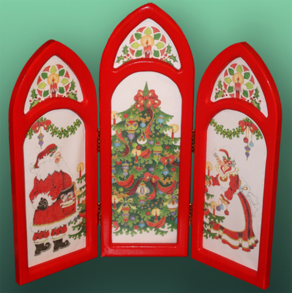 Santa Triptych - 3 Panels - Hand-painted Needlepoint Canvas #1