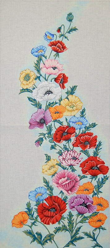 Floral Wall Hanging - Hand-Painted Needlepoint Tapestry Canvas from Trubey Designs