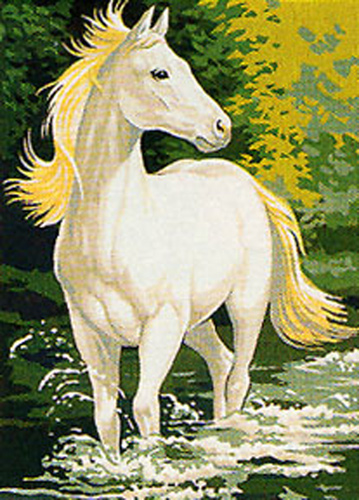 Royal Paris Needlepoint White Stallion Small Canvas 2